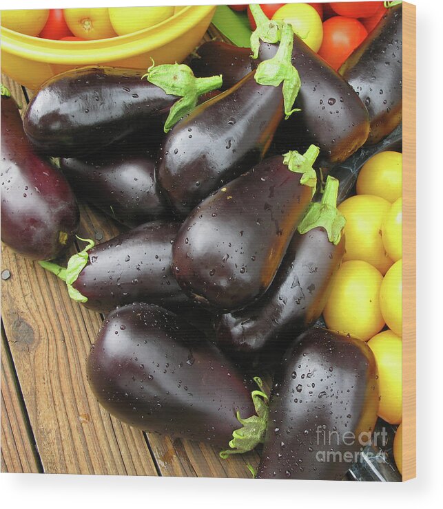 Eggplant Wood Print featuring the photograph Eggplant Harvest 4479 by Jack Schultz