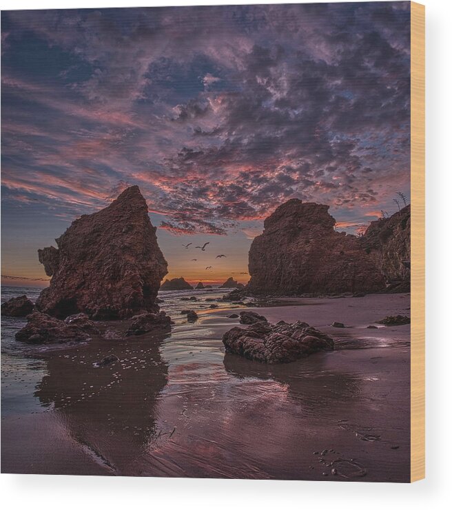 Landscape Wood Print featuring the photograph El Matador Sunset by Romeo Victor