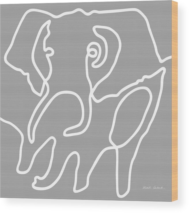 Nikita Coulombe Wood Print featuring the painting Elephant I light grey by Nikita Coulombe