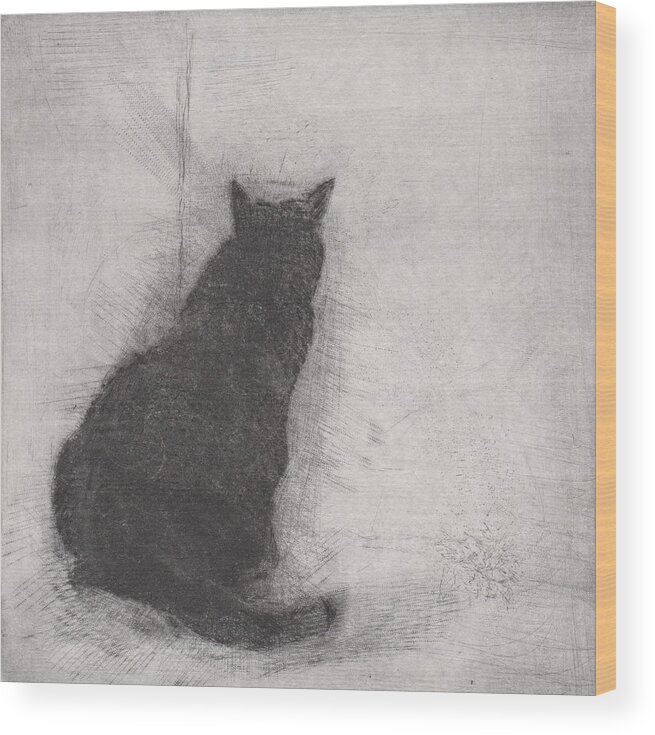 Cat Wood Print featuring the drawing Ellen Peabody Endicott - etching by David Ladmore
