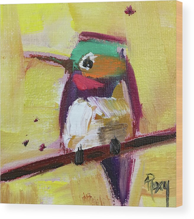 Hummingbird Wood Print featuring the painting Emerald Crested Hummingbird by Roxy Rich