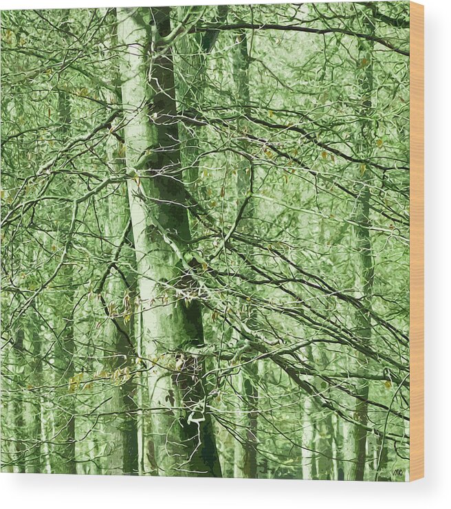 Abstract Nature Wood Print featuring the digital art Emerald by Moira Risen