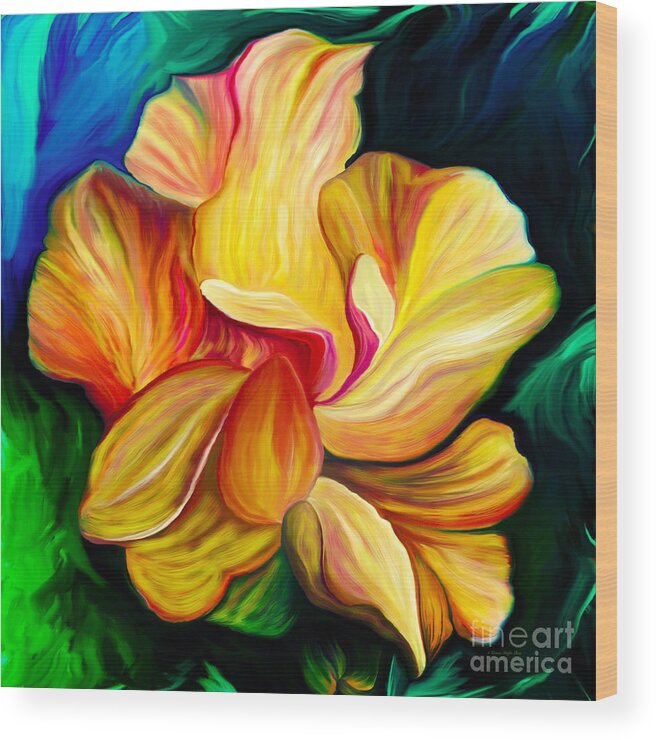 Hibiscus Painting Wood Print featuring the painting Emergence II by Patricia Griffin Brett