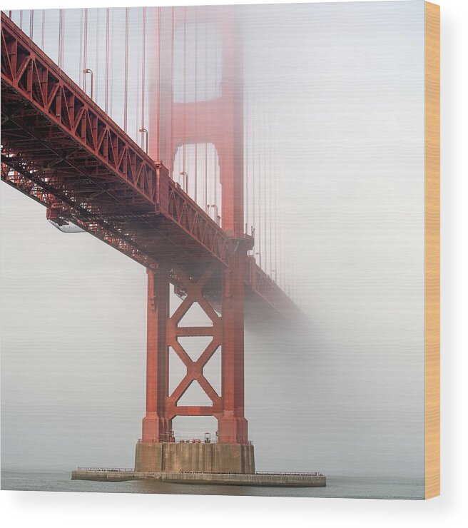 Golden Gate Bridge Wood Print featuring the photograph Emerging from the Fog by Rand Ningali