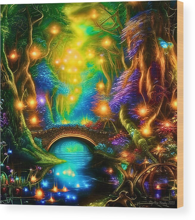 Digital Wood Print featuring the digital art Enchanted Forest by Cindy's Creative Corner