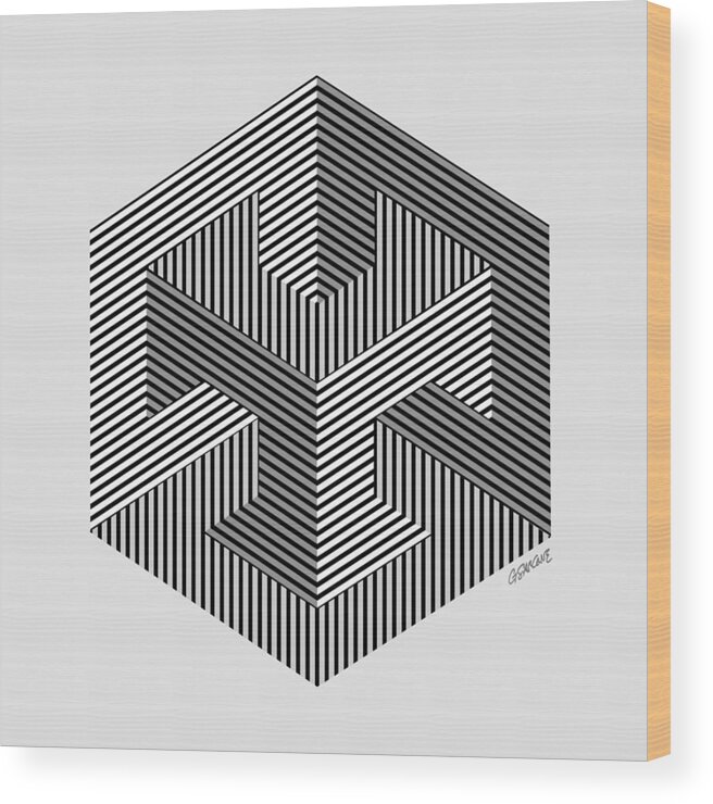 Optical Art Wood Print featuring the mixed media Enigma 2 by Gianni Sarcone