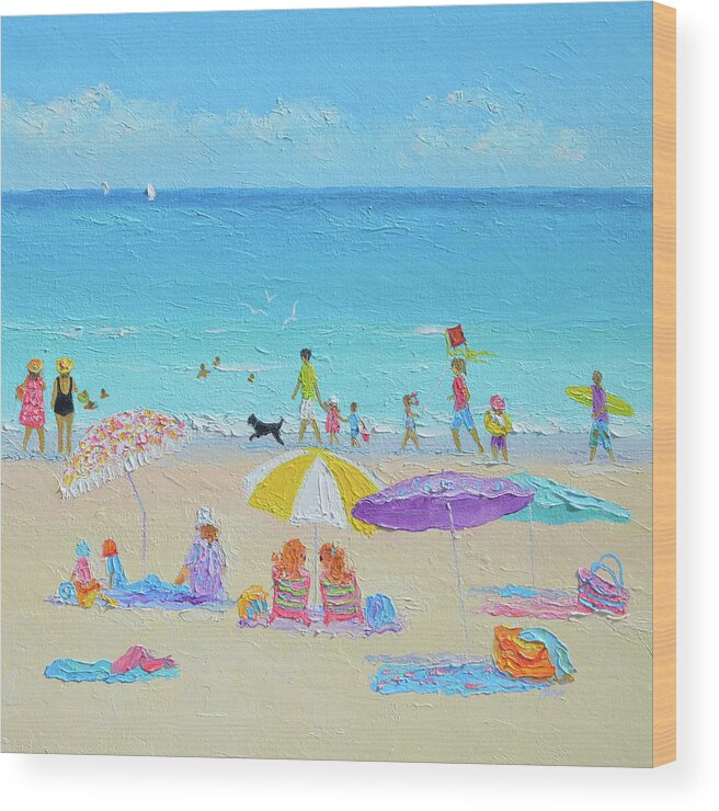 Beach Wood Print featuring the painting Every Day is a Beach Day by Jan Matson