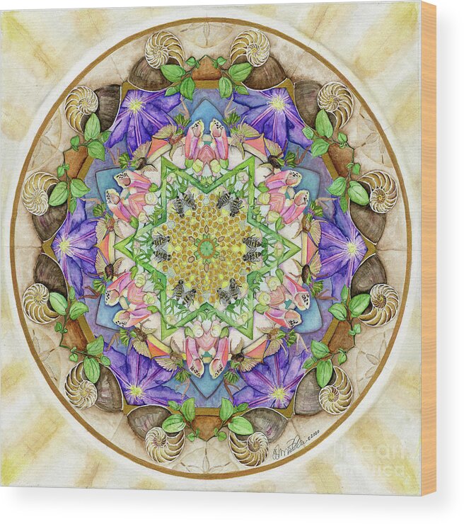 Mandala Wood Print featuring the painting Expect Good Mandala by Jo Thomas Blaine