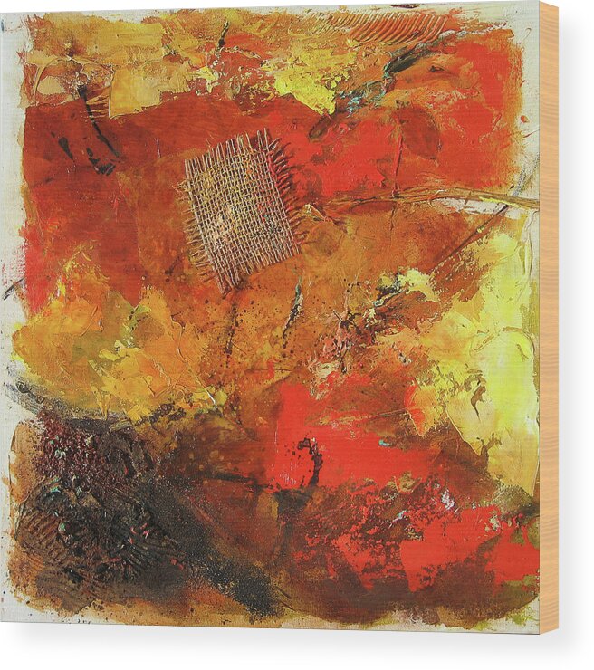 Abstract Wood Print featuring the painting Fall Foliage by Elise Palmigiani