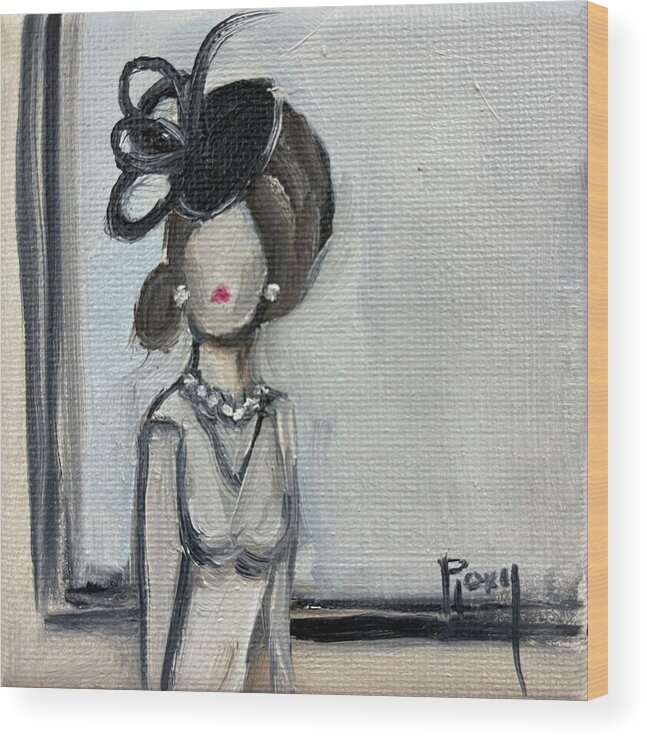 Elegant Lady Wood Print featuring the painting Fascinating in Pearls by Roxy Rich