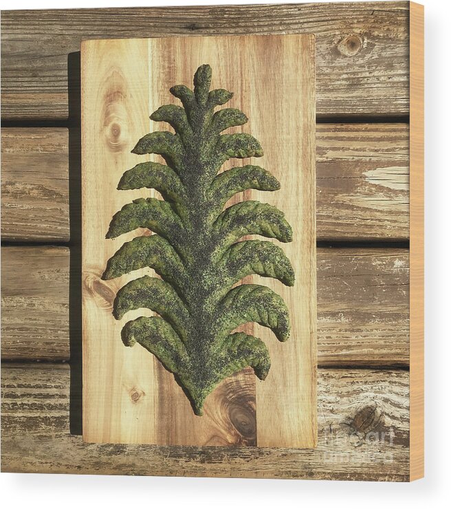 Bread Wood Print featuring the photograph Fern and Fiddlehead Fougasse 3 by Amy E Fraser
