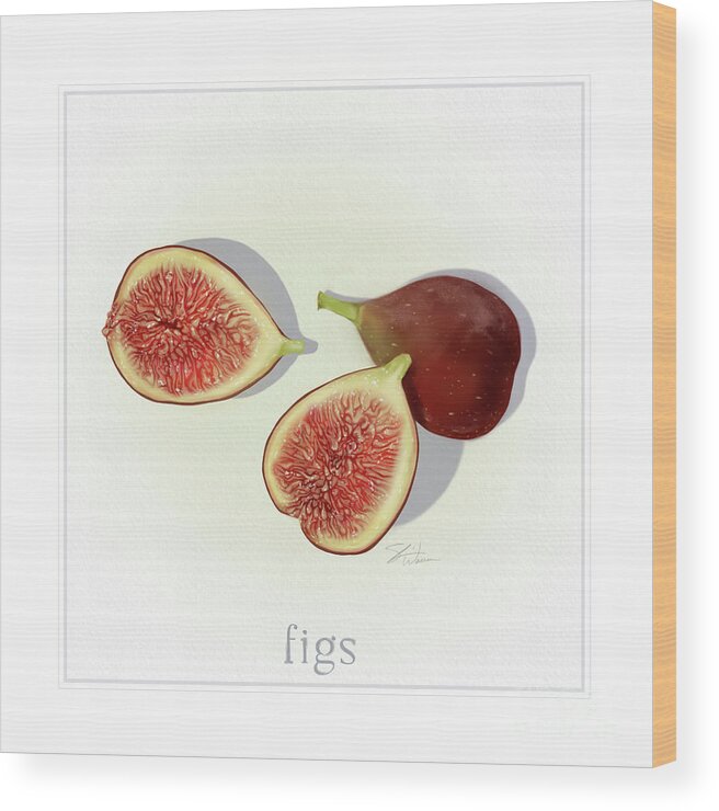 Fruit Wood Print featuring the mixed media Figs Fresh Fruits by Shari Warren