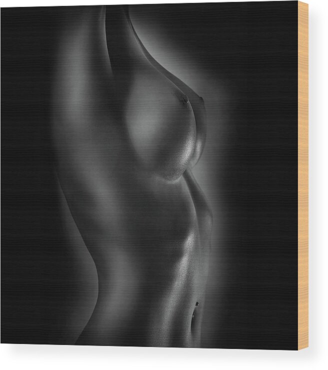 Fine Art Nude Wood Print featuring the photograph Fine Art Nude Woman Bodyscape 14 by Az Jackson