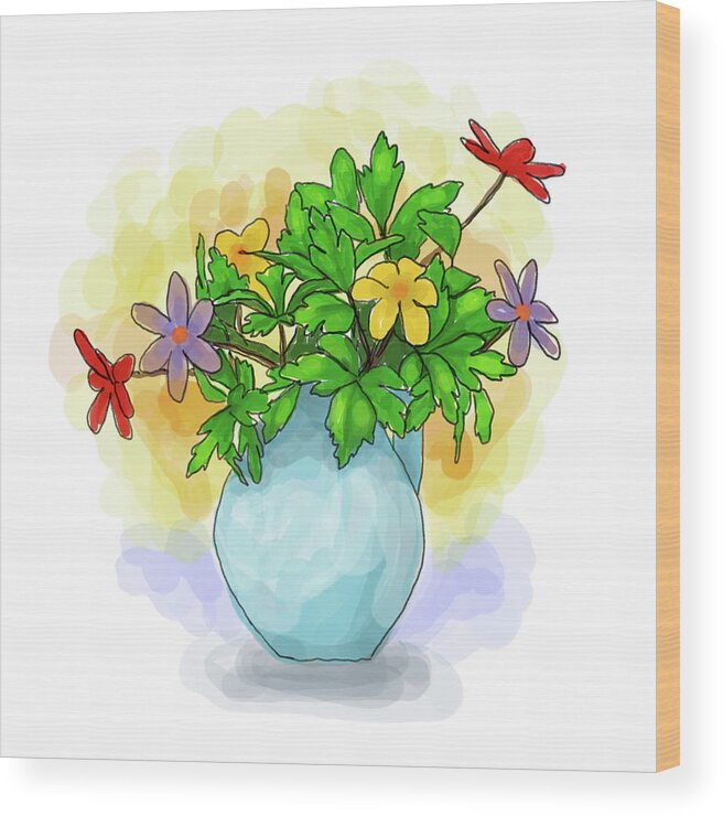Flower Wood Print featuring the digital art Flower 8 by Lucie Dumas