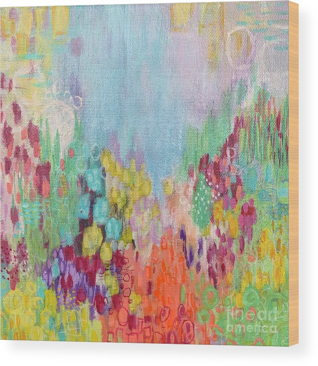 Landscape Wood Print featuring the painting Flower Power by Cheryl Rhodes