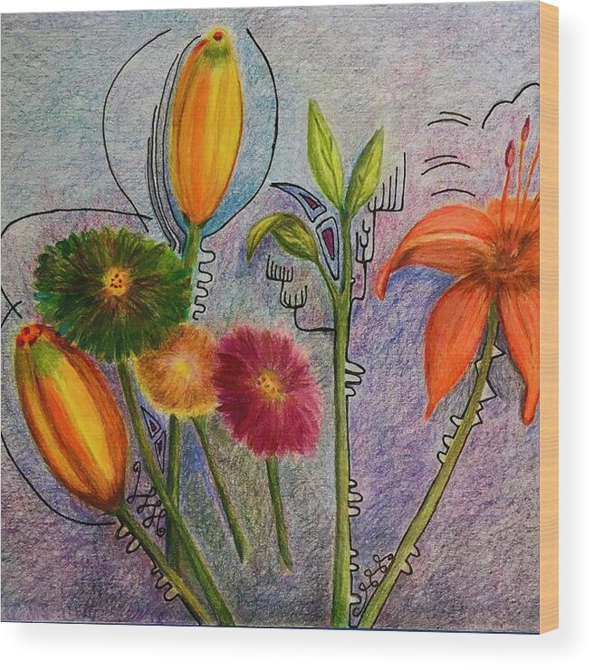 Flowers Wood Print featuring the photograph Flowers for Me by Suzanne Udell Levinger