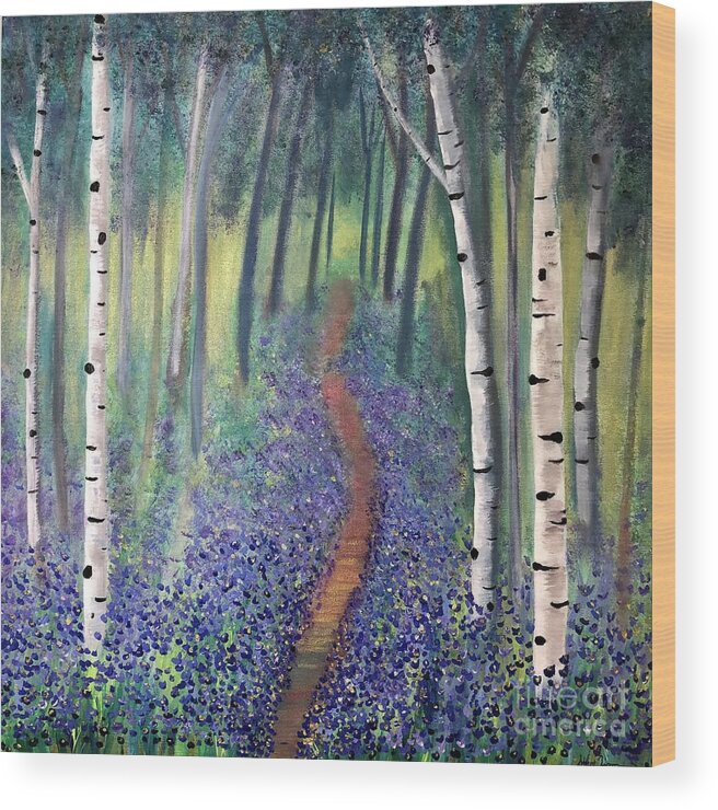 Birch Wood Print featuring the painting Forest of Hope by Stacey Zimmerman