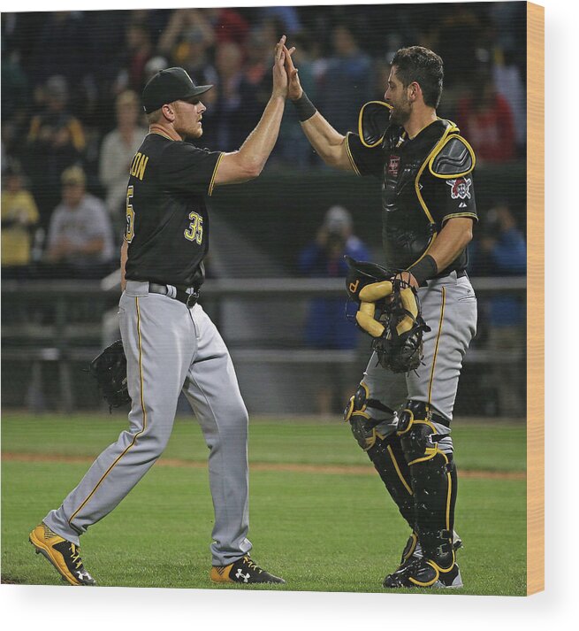 People Wood Print featuring the photograph Francisco Cervelli and Mark Melancon by Jonathan Daniel