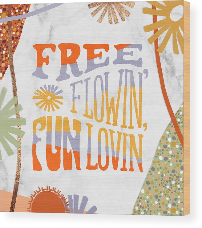 60s Wood Print featuring the painting Free Flowin Fun Lovin by Jen Montgomery