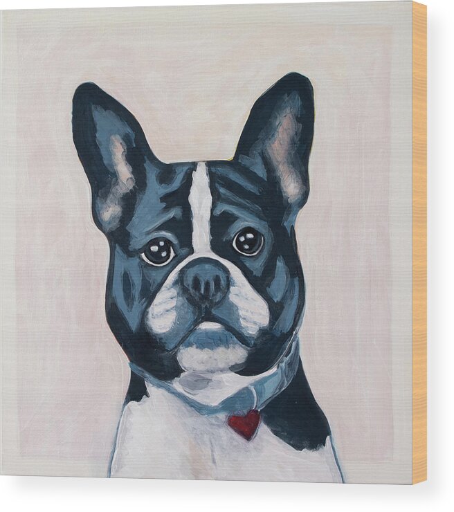 French Wood Print featuring the painting Frenchie by Pamela Schwartz
