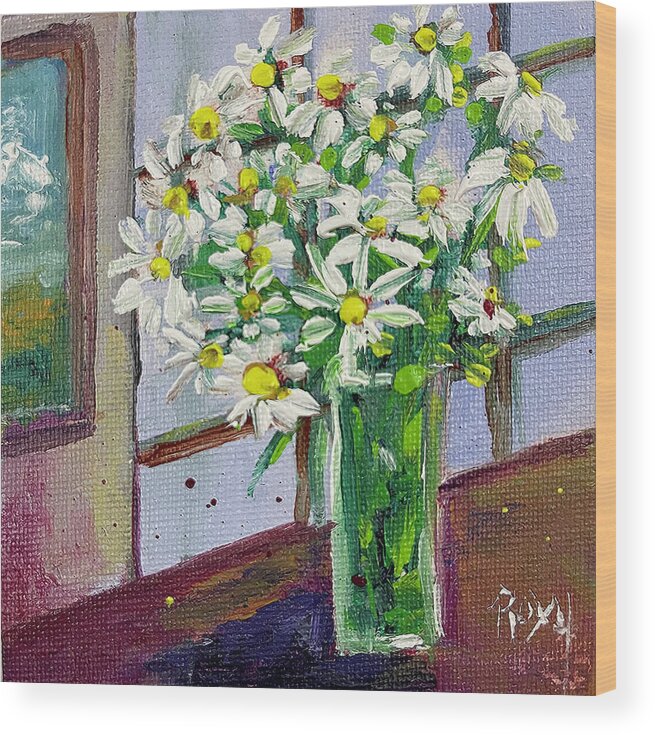 Daisies Wood Print featuring the painting Fresh Daisies by Roxy Rich