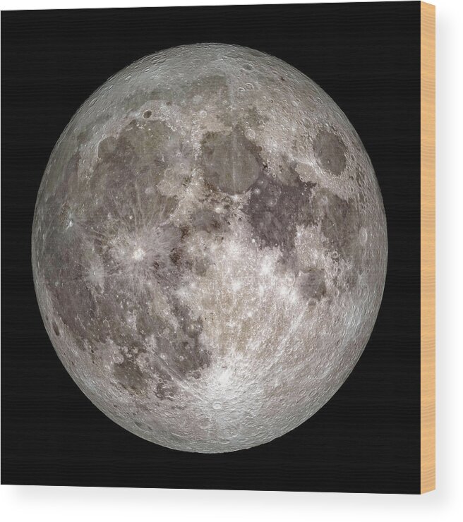 Moon Wood Print featuring the photograph Full Moon Outer Space Image by Bill Swartwout