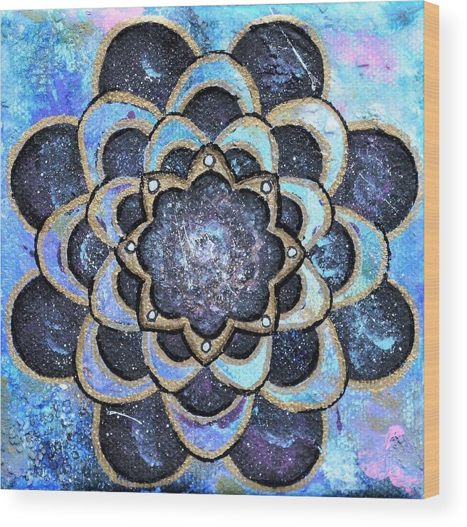 #galaxy #spiral #mandala #radial #symmetry Wood Print featuring the painting Galaxy mandala by Meganne Peck