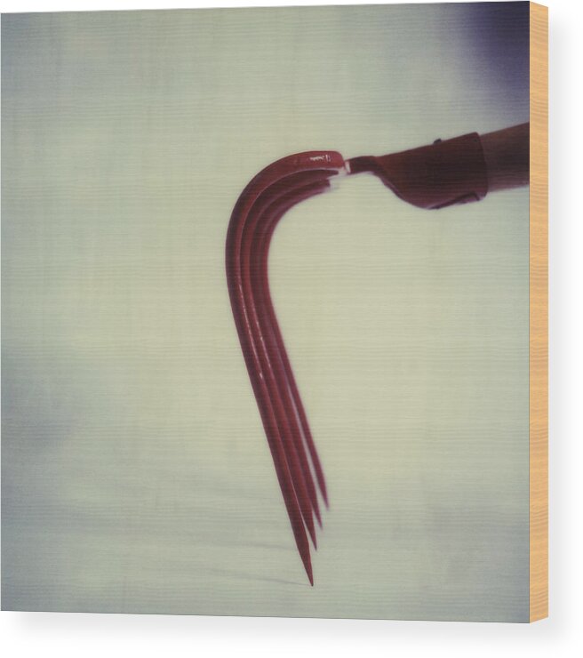 White Background Wood Print featuring the photograph Garden fork, bent. by Michele Constantini