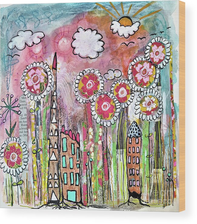 City Wood Print featuring the mixed media Gartenstadt - Garden Town by Mimulux Patricia No