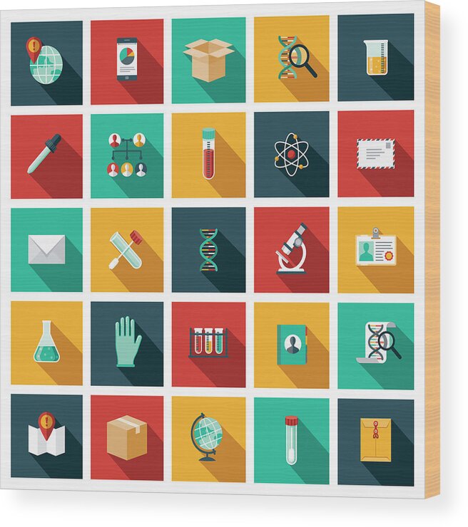 Medical Research Wood Print featuring the drawing Genetic Testing Icon Set by Bortonia