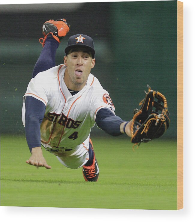 American League Baseball Wood Print featuring the photograph George Springer by Bob Levey