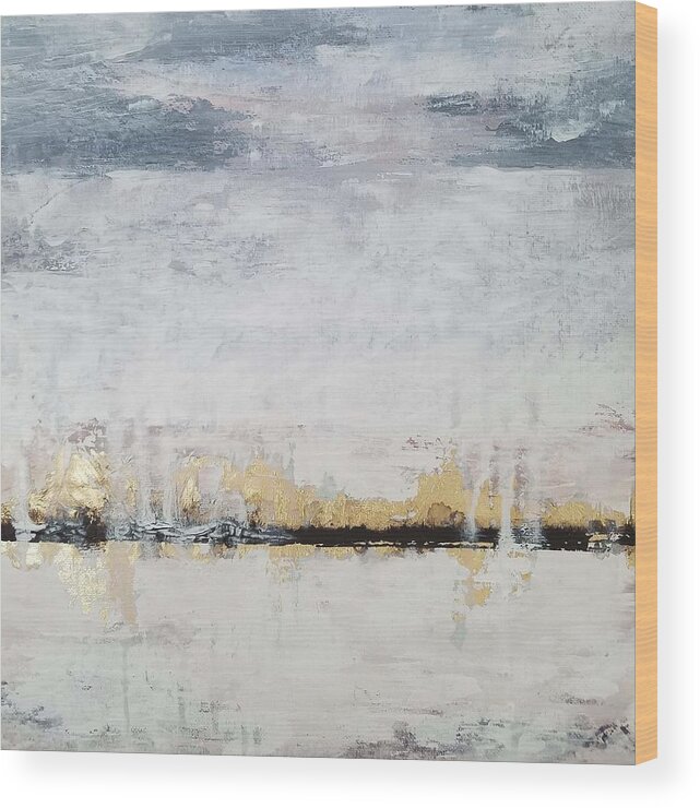  Wood Print featuring the painting Gold Horizon by Caroline Philp