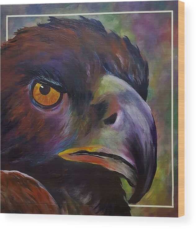 Golden Eagle Wood Print featuring the painting Golden Eagle #5 by Cheryl Nancy Ann Gordon