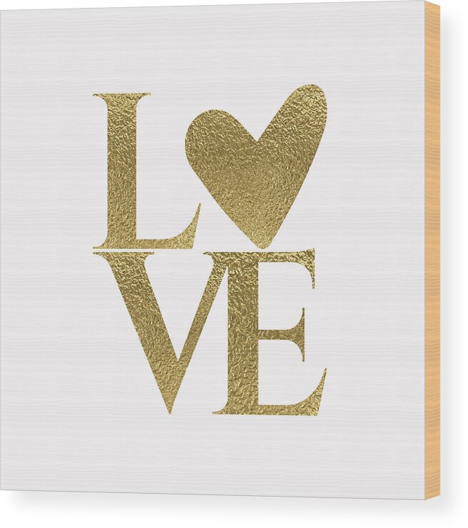 Design Wood Print featuring the digital art Golden Love by Ink Well