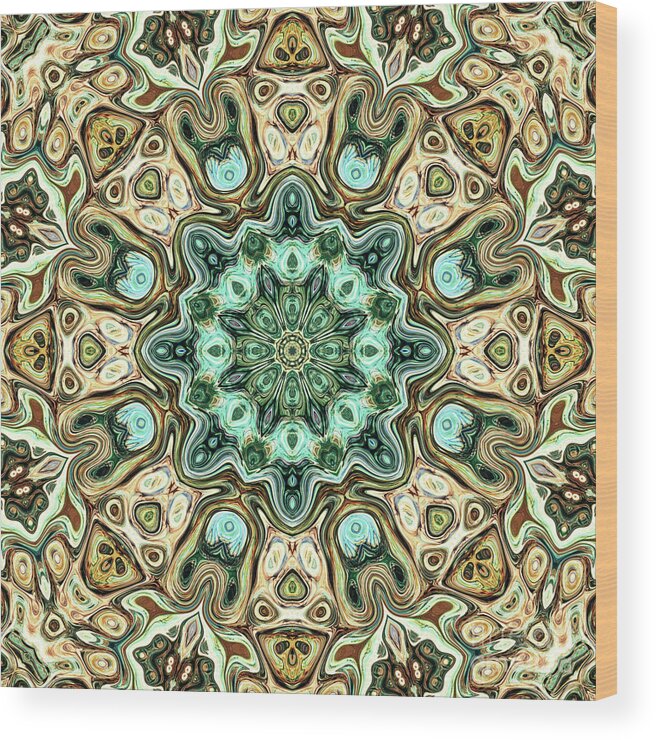 Mandala Wood Print featuring the digital art Golden Mandala by Phil Perkins