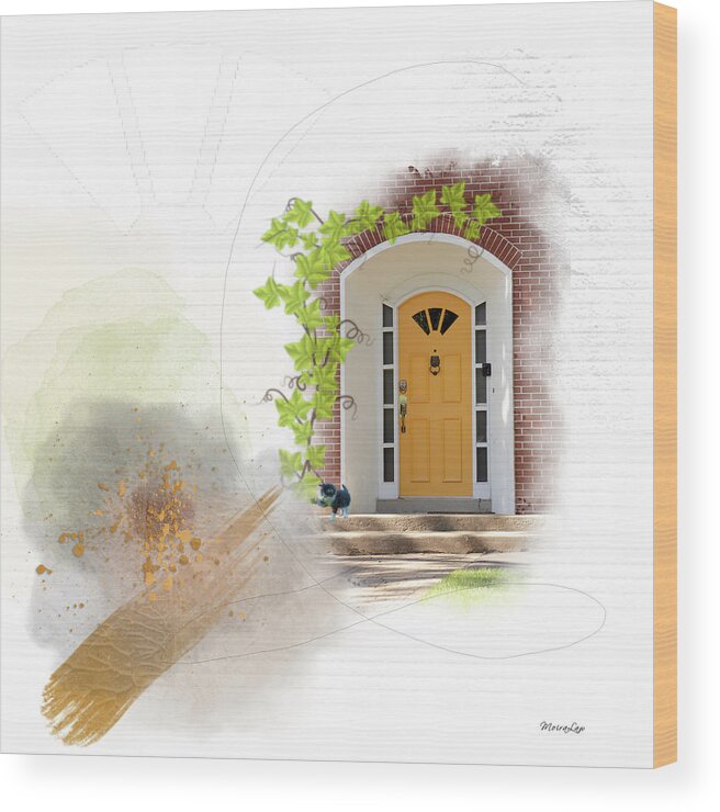 Yellow Wood Print featuring the mixed media Good Door Sunshine by Moira Law