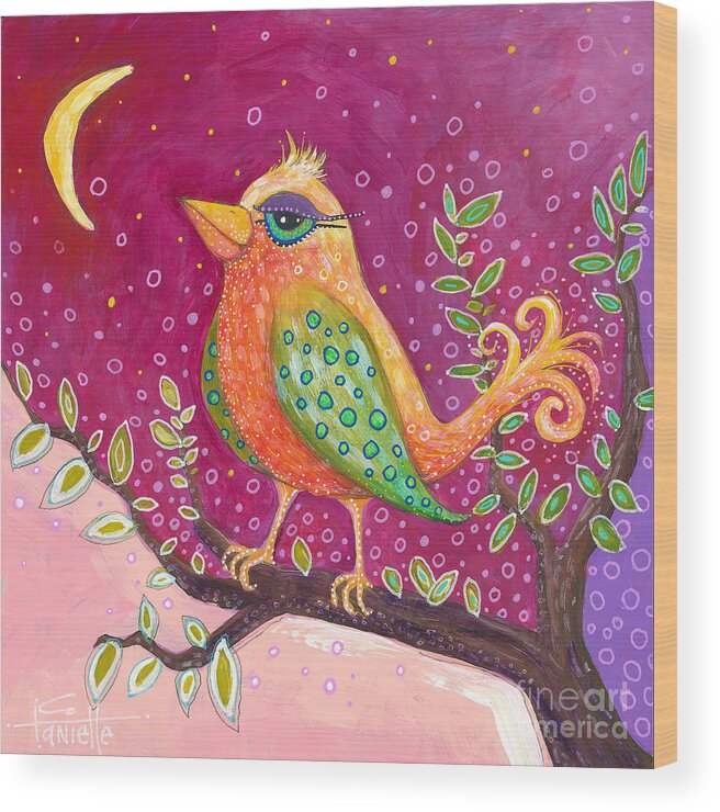 Bird Painting Wood Print featuring the painting Good Morning Sunshine by Tanielle Childers