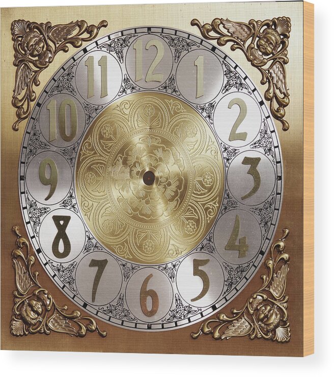 Grandfather Clock Face Clockface Wood Print featuring the photograph Grandfather Clock by Henry Butz