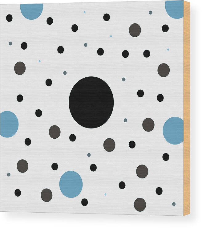 Black Wood Print featuring the digital art Graphic Polka Dots by Amelia Pearn