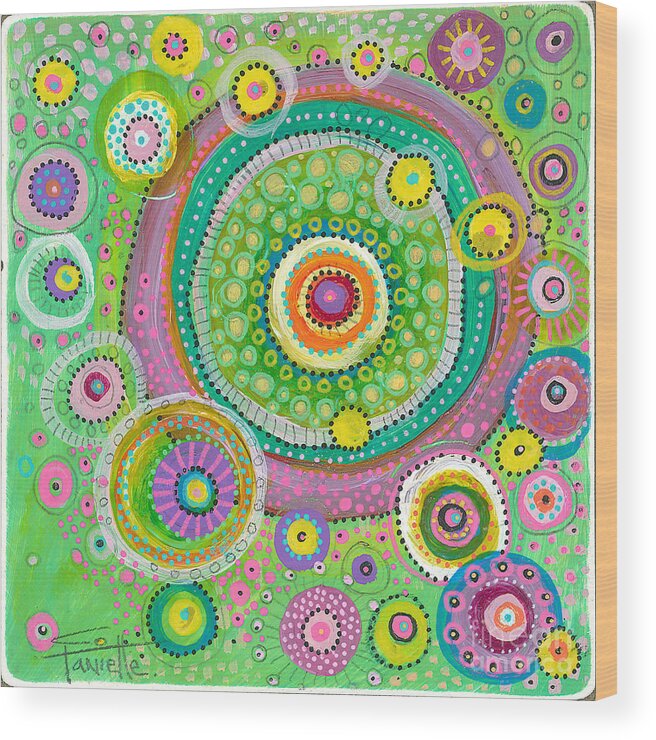 Circles Painting Wood Print featuring the painting Gratitude by Tanielle Childers