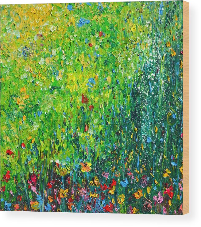 Flowers Wood Print featuring the painting Green Dream by Chiara Magni
