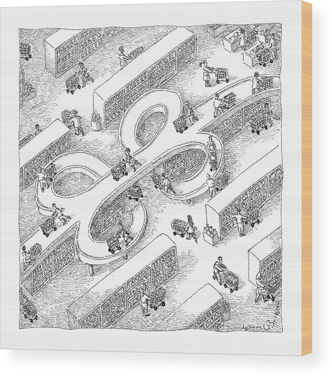 Captionless Wood Print featuring the drawing Grocery Cloverleaf by John O'Brien