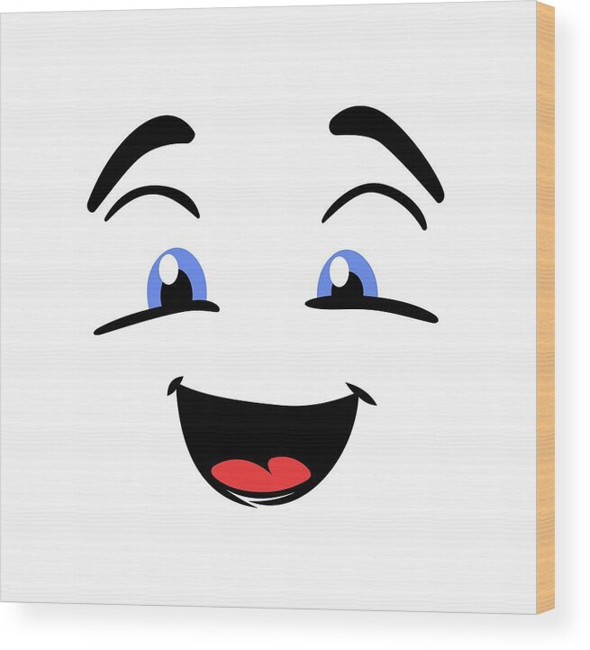 Emoji Wood Print featuring the photograph Happy Face Emoji by Nancy Ayanna Wyatt