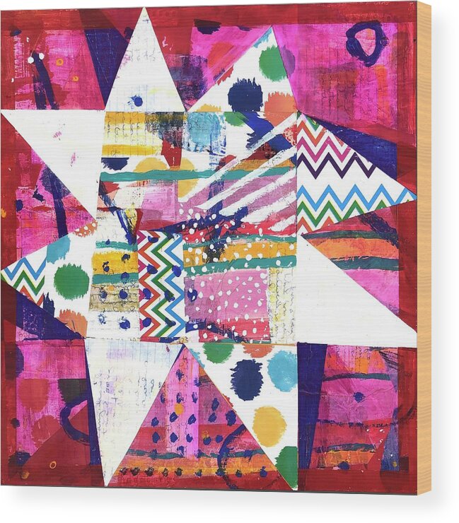 Happy Wood Print featuring the painting Happy Star by Cyndie Katz