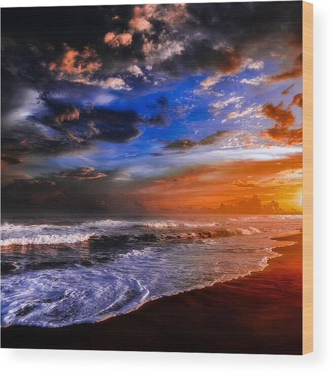 Hdr Wood Print featuring the digital art HDR Sunset by Michael Damiani