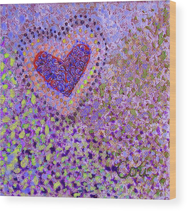 Heart Wood Print featuring the painting Heart in Lavenders by Corinne Carroll
