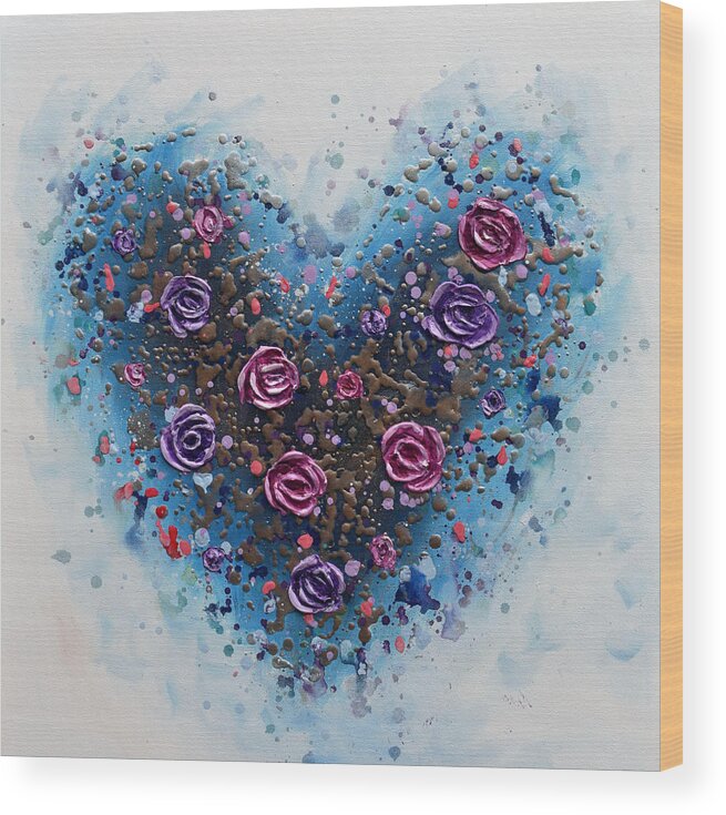 Heart Wood Print featuring the painting Heart of Roses by Amanda Dagg