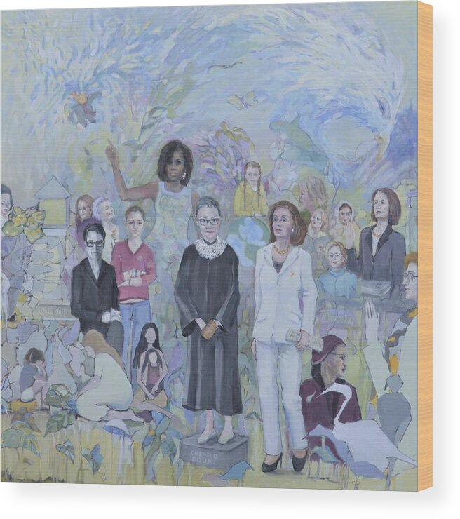 Women Wood Print featuring the painting Herstories by Patricia Maguire