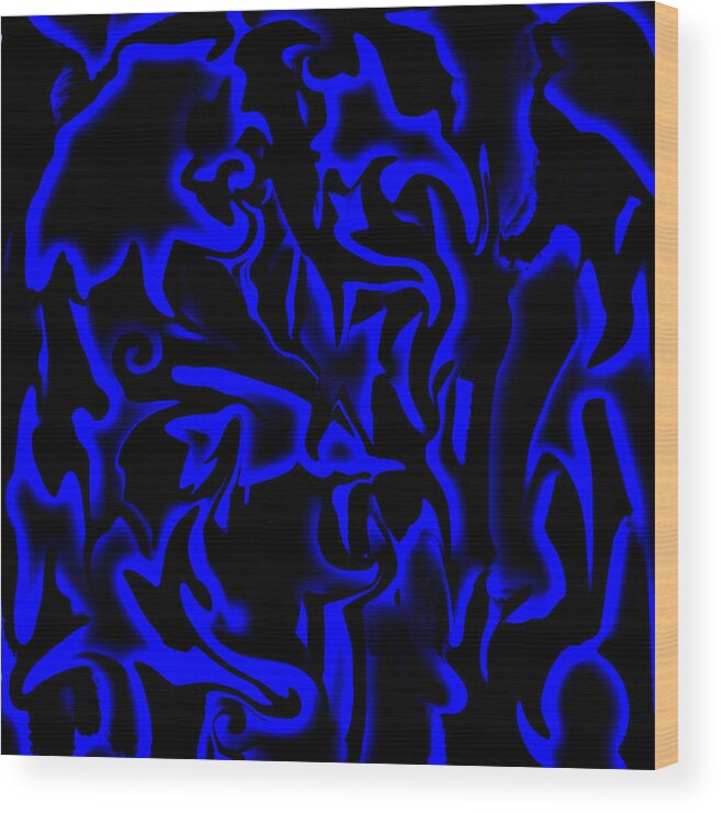 Abstract Art Wood Print featuring the digital art Hidden Blue Bird by Ronald Mills