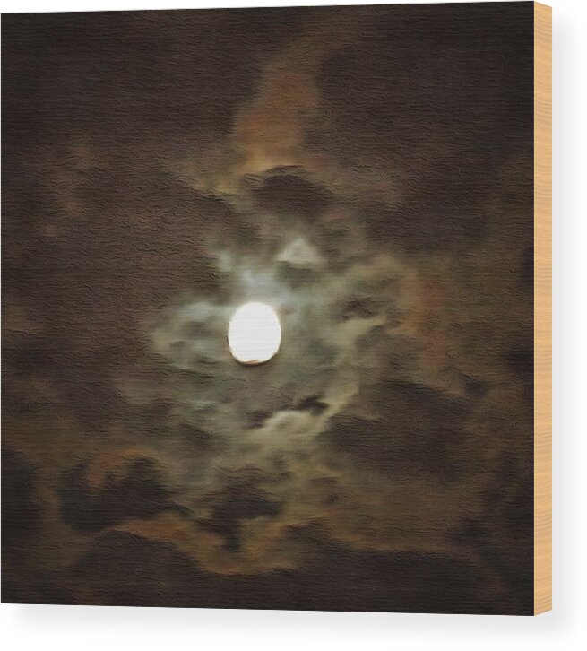  Wood Print featuring the mixed media Hole in the Clouds by Christopher Reed